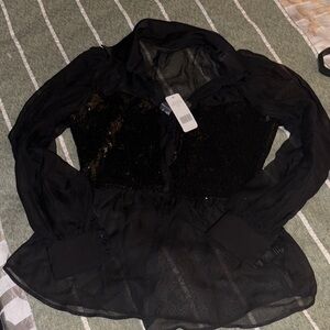 Bebe Sequin-Fooler chiffon Blouse